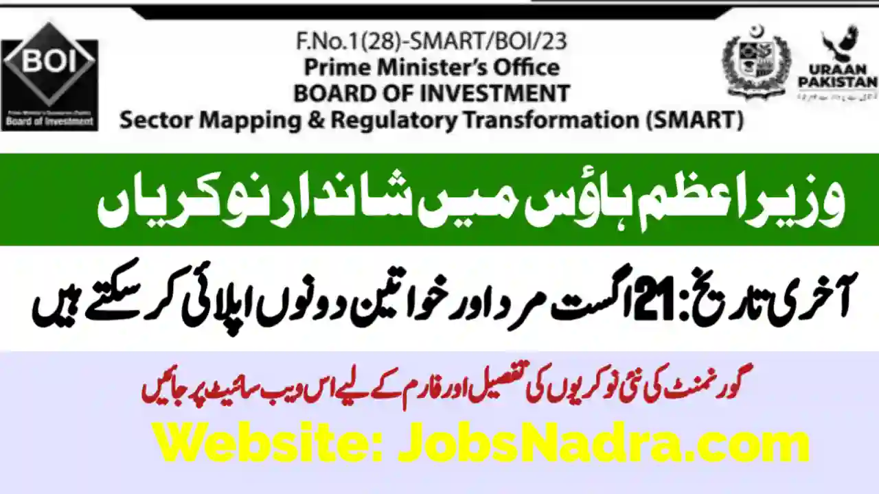 PM Office Islamabad Board of Investment Jobs 2025