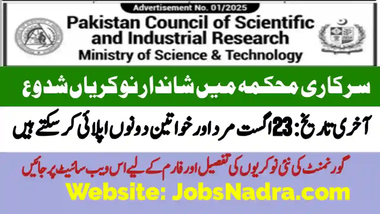 Pakistan Council of Scientific and Industrial Research Jobs 2025 – PCSIR Jobs