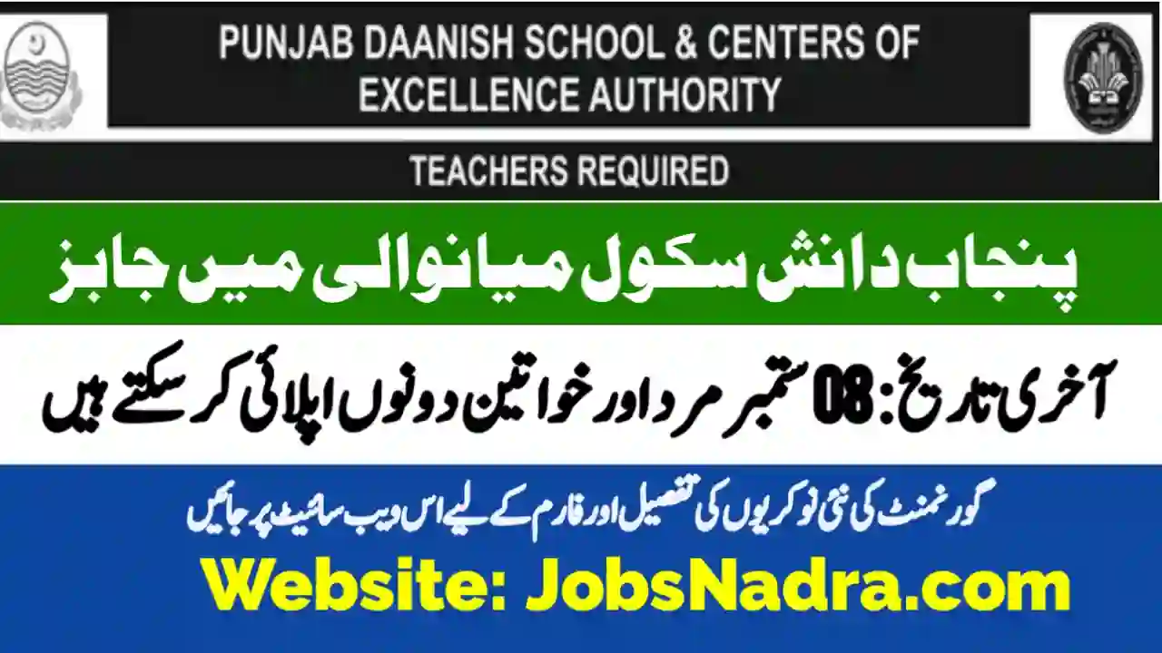 Punjab Daanish School Teaching Jobs Mianwali 2025 Jobs NADRA