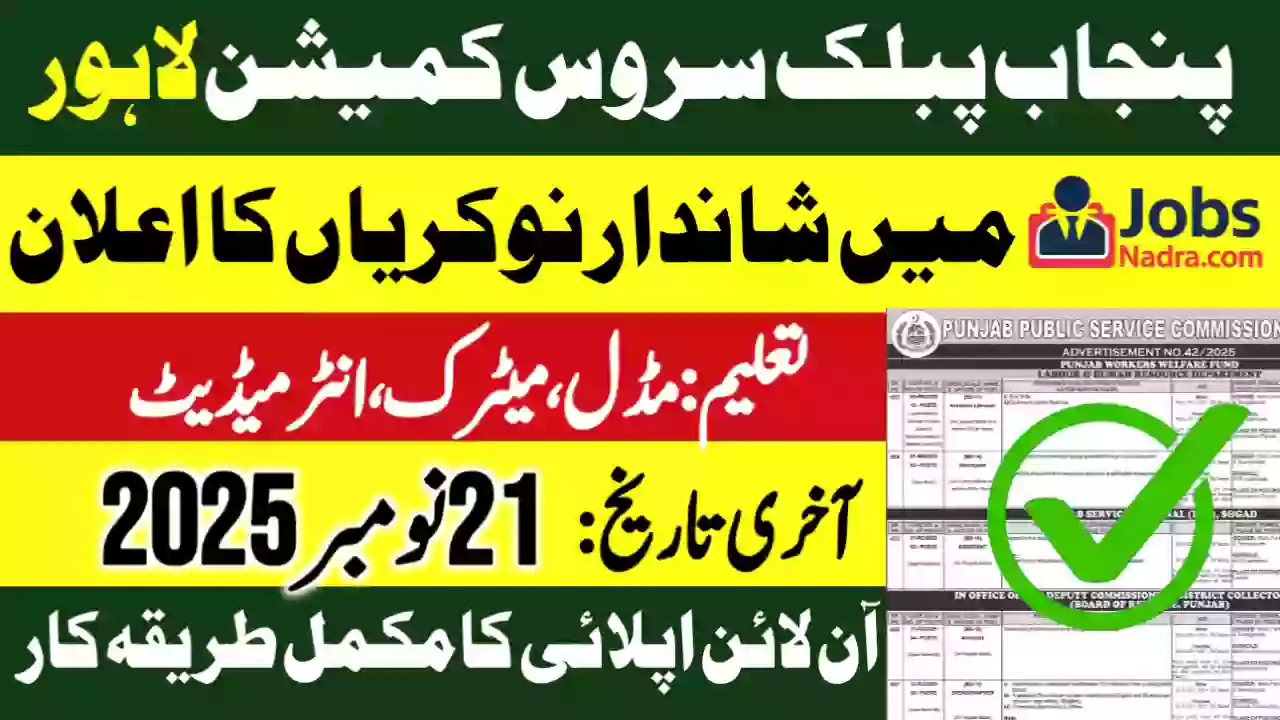 PPSC Latest Jobs Advertisement 42 2025 Apply Online Jobs NADRA